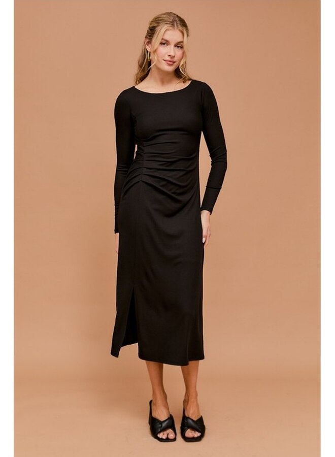 Long sleeve boat neck dress