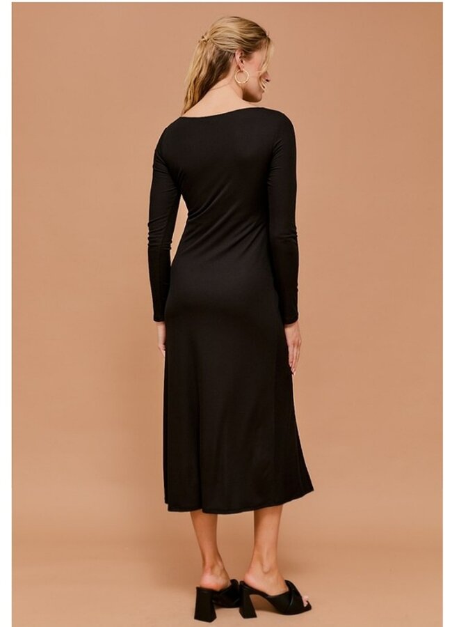 Long sleeve boat neck dress