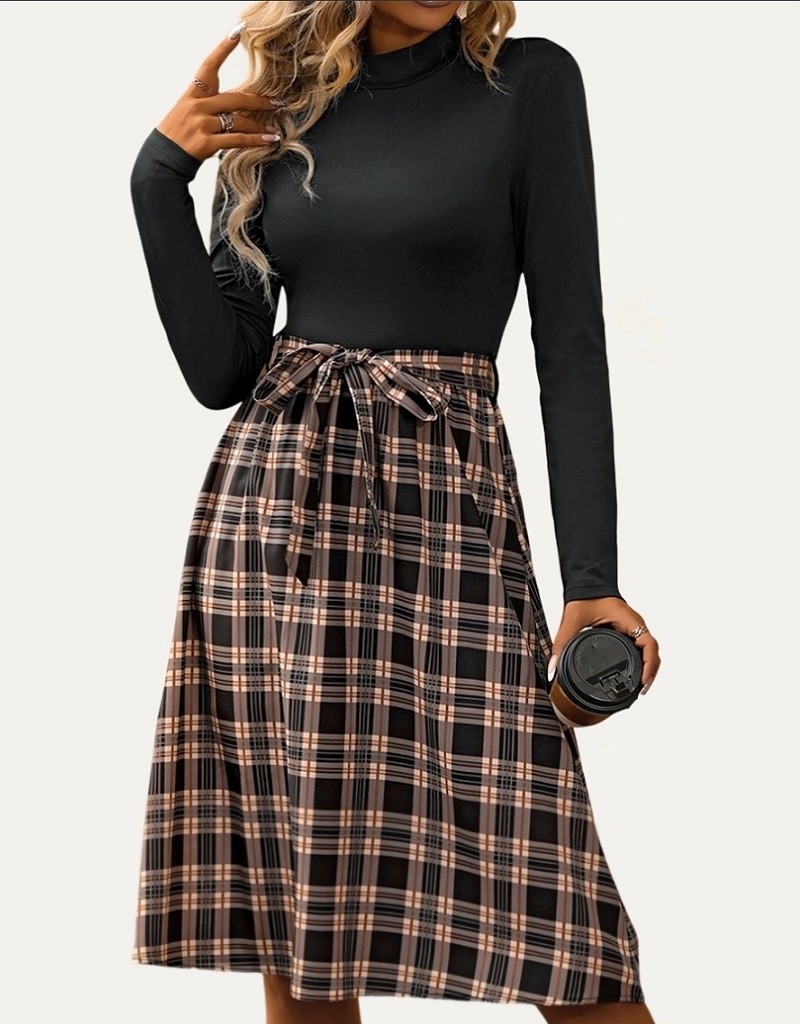 Belted plaid dress discount