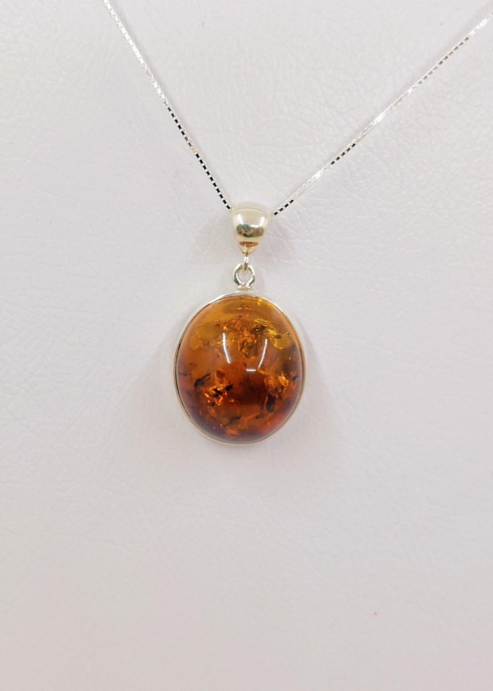 Amber Pendant with silver chain