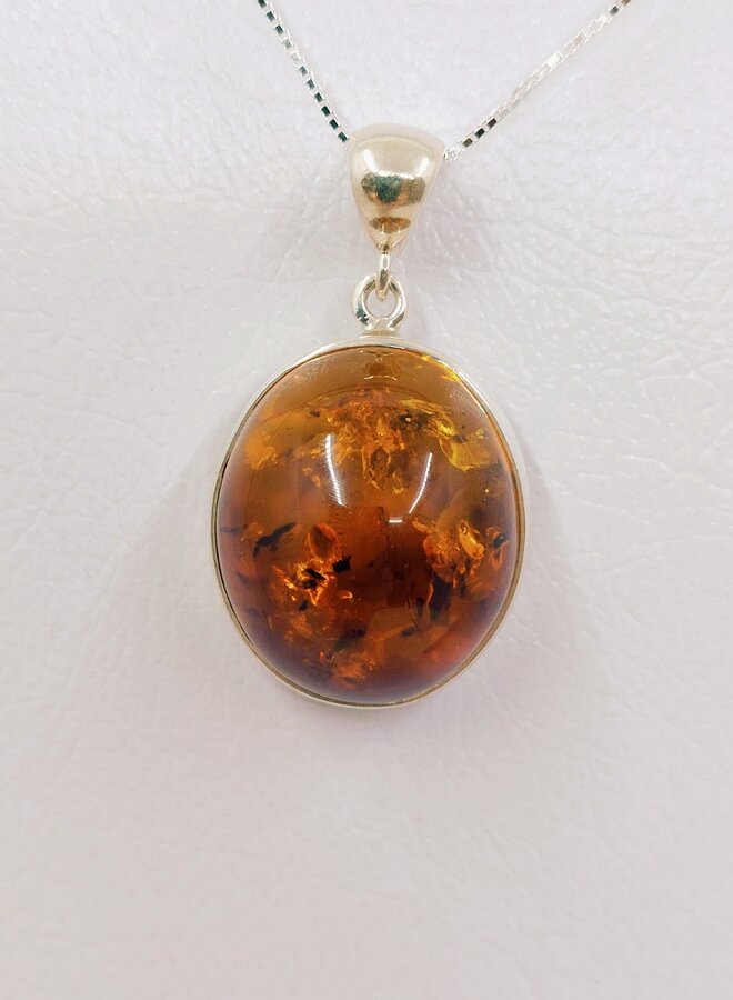 Amber Pendant with silver chain
