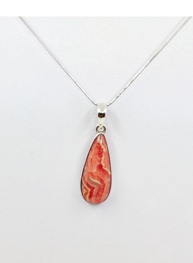rhodocrosite pendant with silver chain
