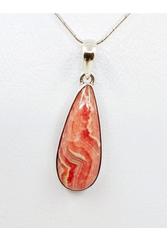 rhodocrosite pendant with silver chain