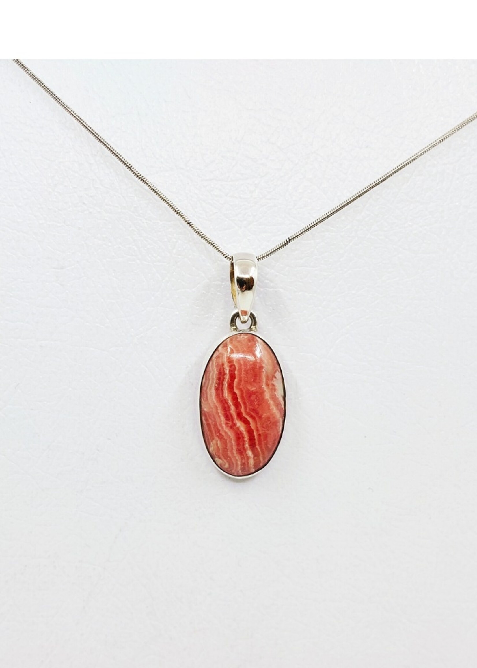 rhodocrosite pendant with silver chain