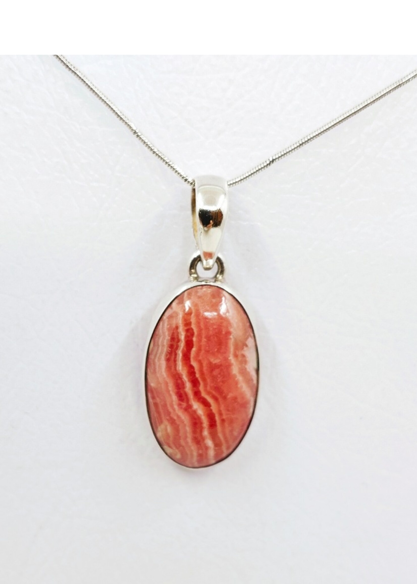 rhodocrosite pendant with silver chain