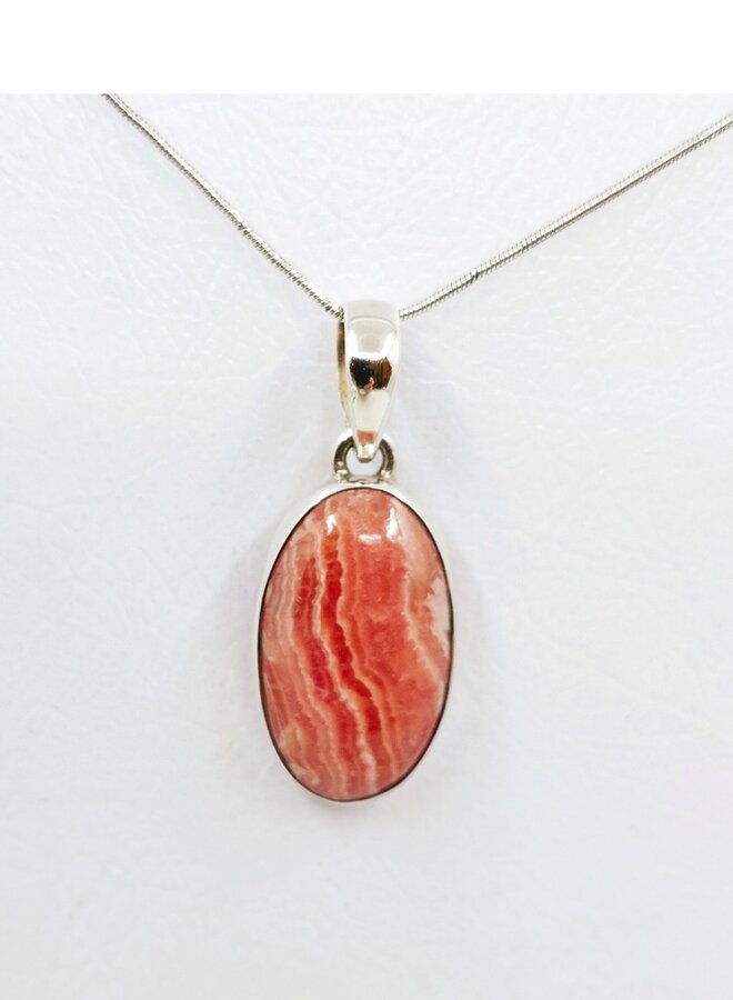 rhodocrosite pendant with silver chain
