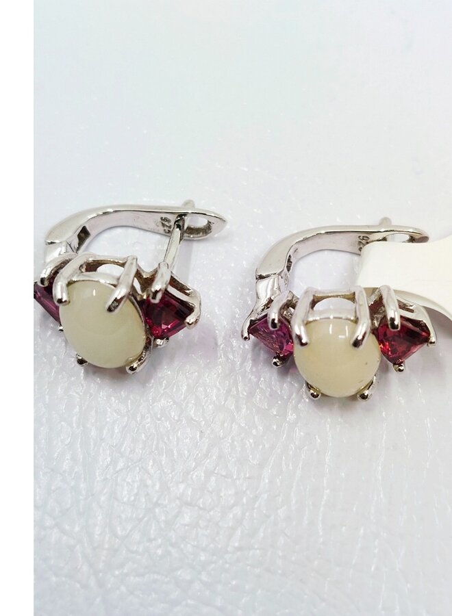 opal and rhodolite garnet earrings