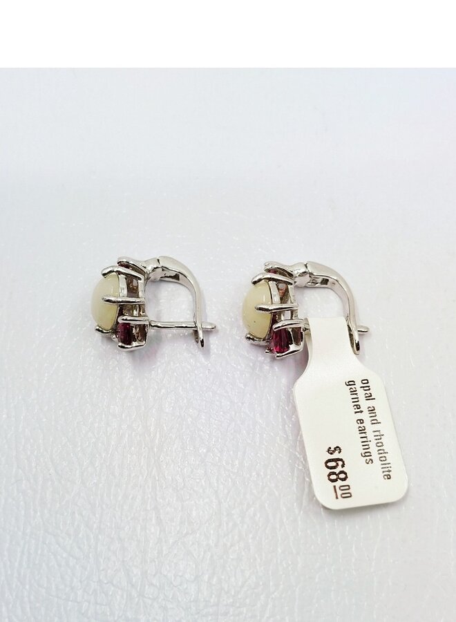 opal and rhodolite garnet earrings
