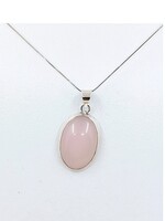 rose quartz pendant with silver chain