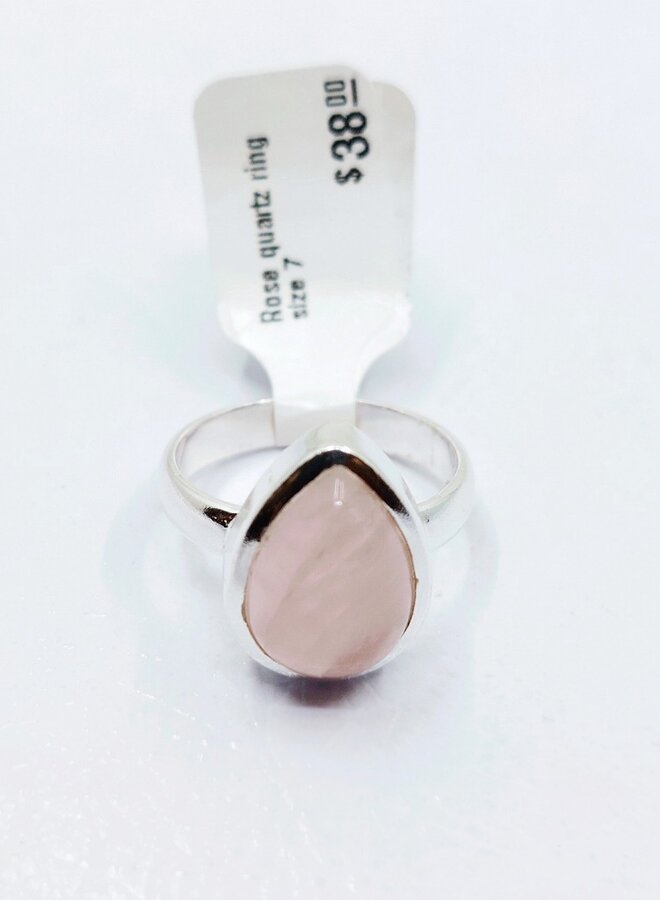 Rose quartz ring size 7