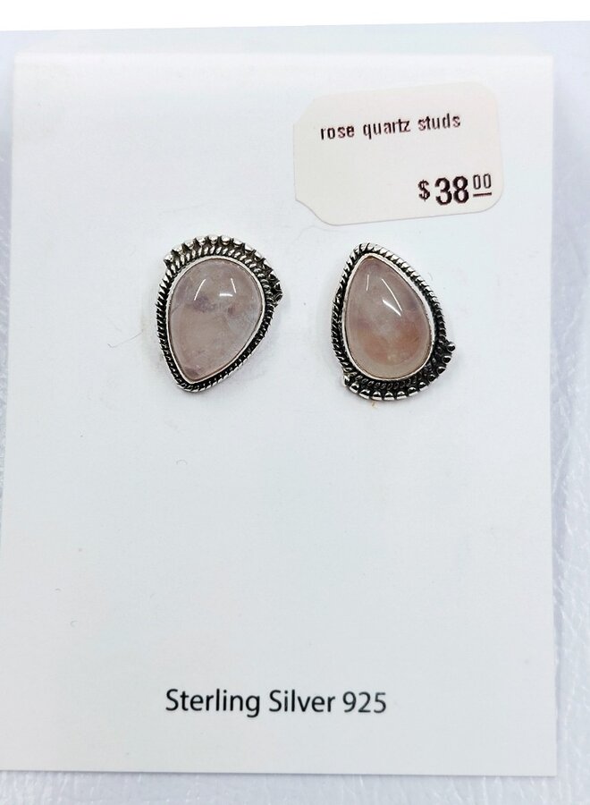 rose quartz studs