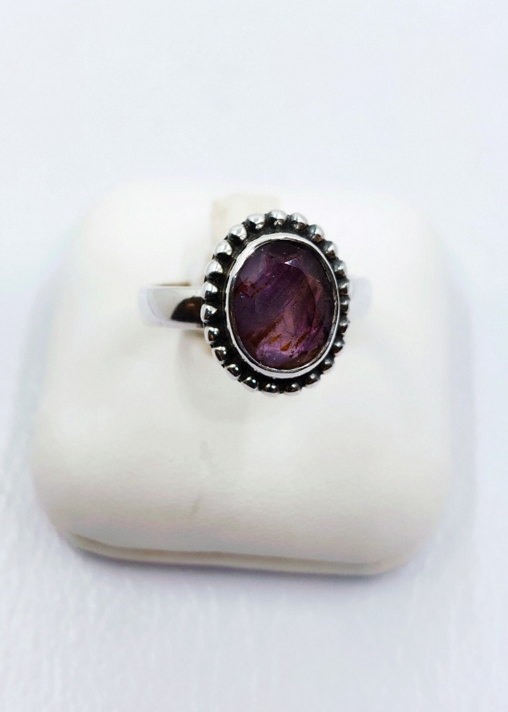 Faceted cacoxenite ring size 7