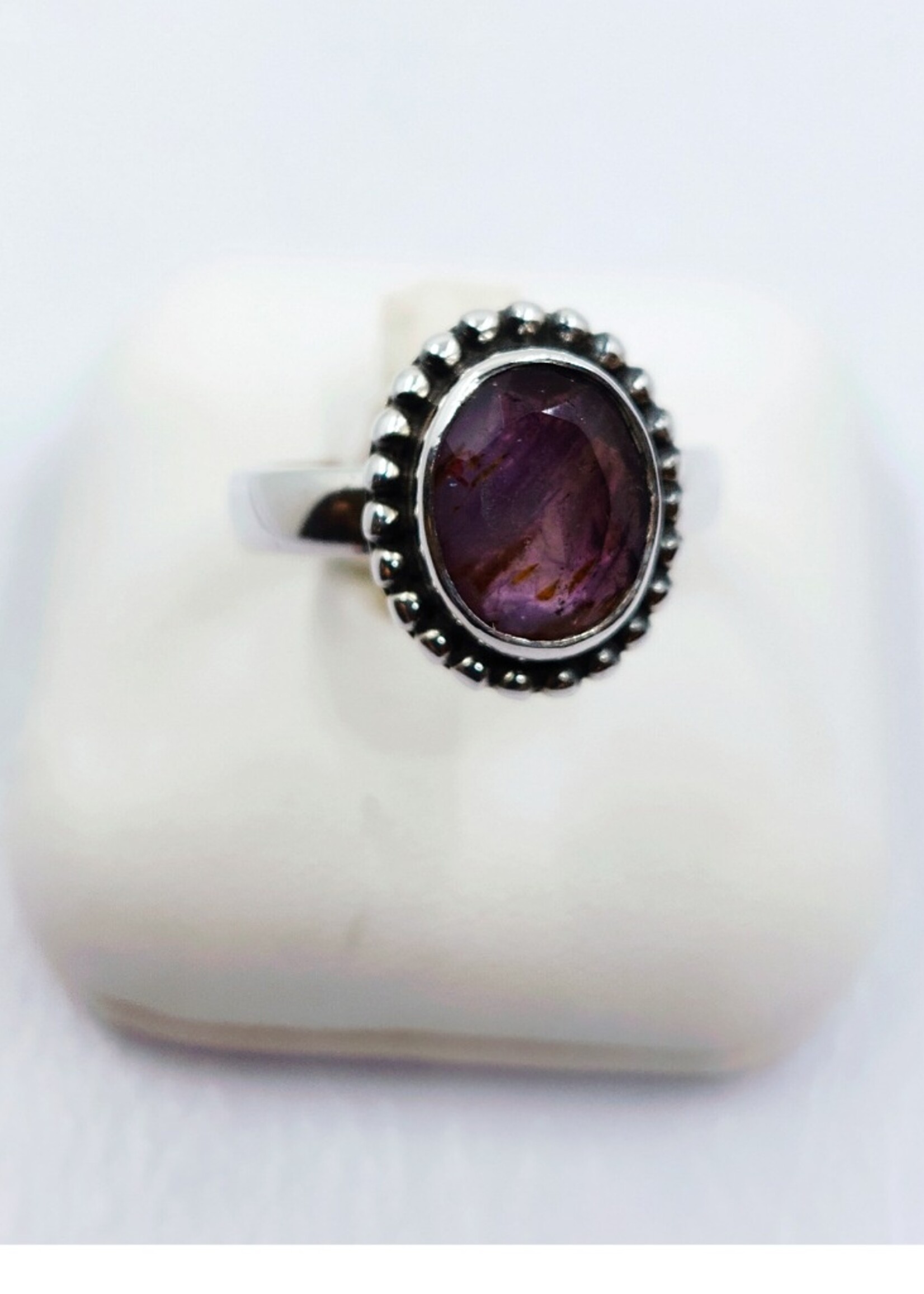 Faceted cacoxenite ring size 7