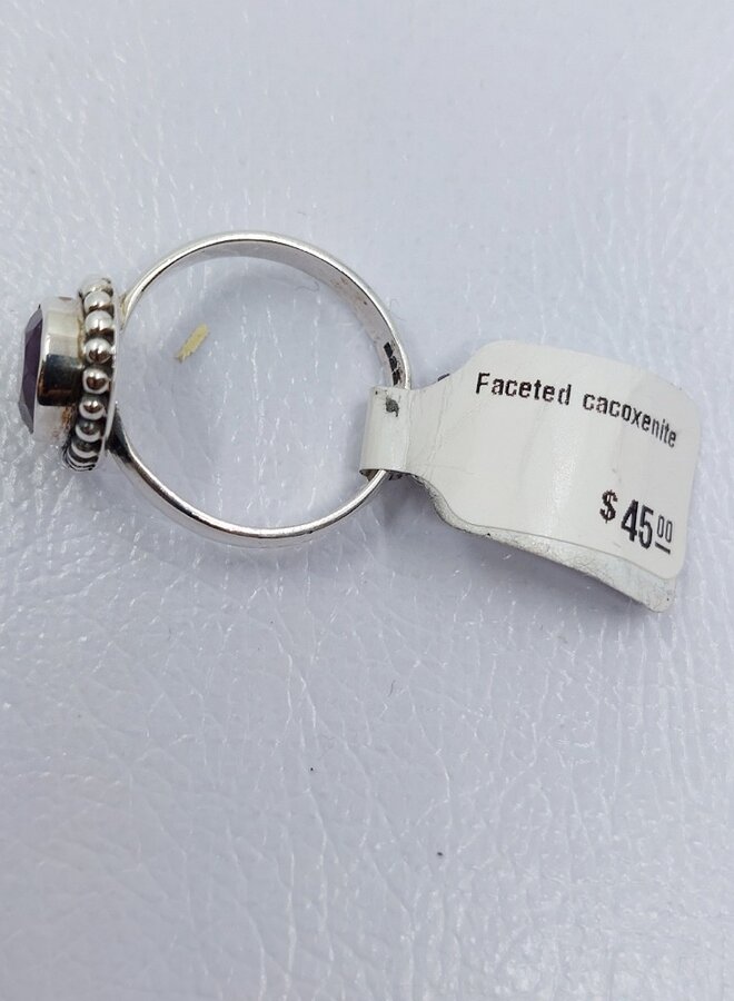 Faceted cacoxenite ring size 7