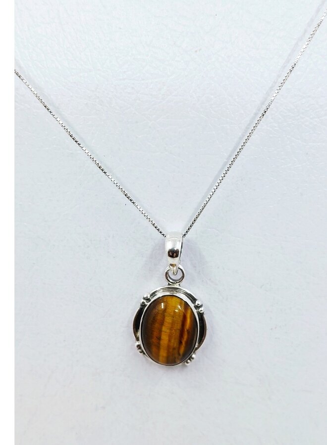 Tiger's eye pendant and chain