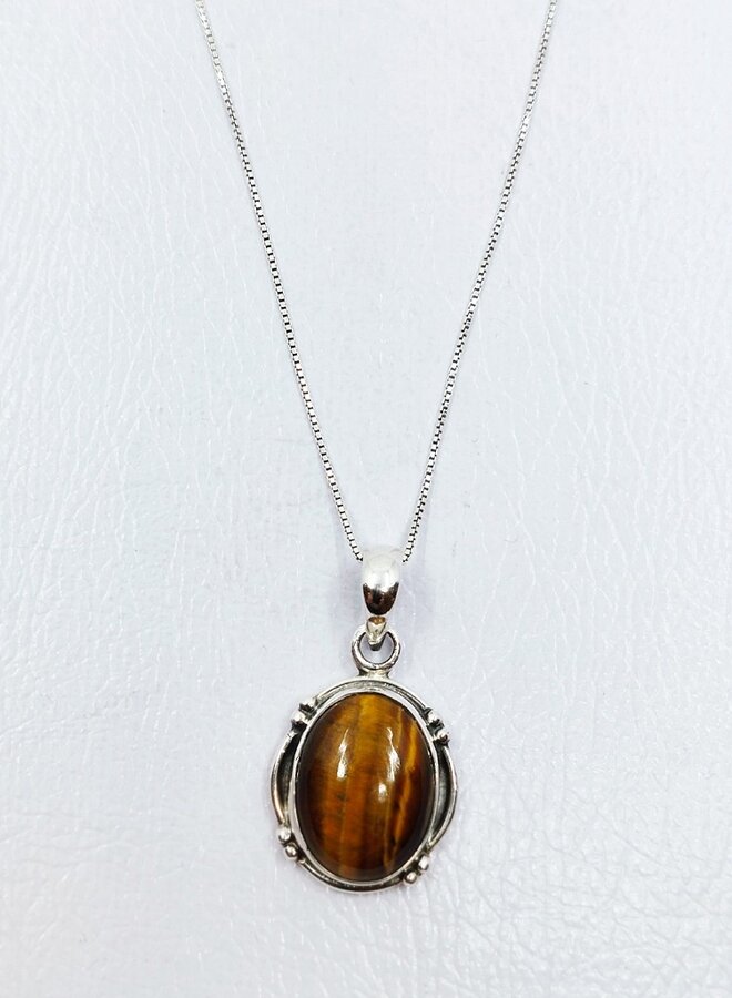 Tiger's eye pendant and chain