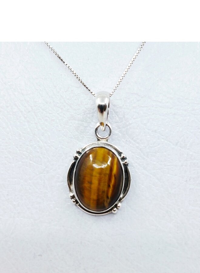 Tiger's eye pendant and chain