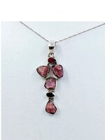 tourmaline and garnet pendant with silver chain