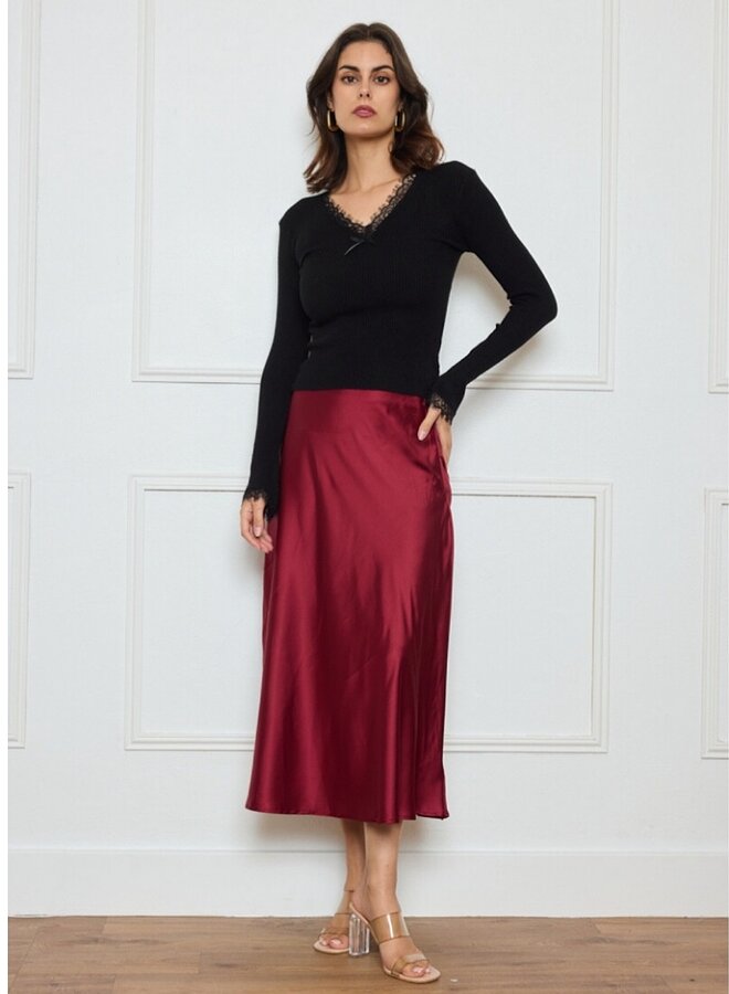 Midi satin skirt