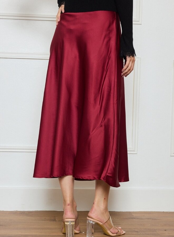 Midi satin skirt