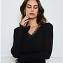 Ribbed knit top with lace