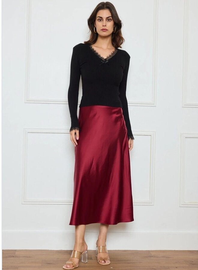 Ribbed knit top with lace