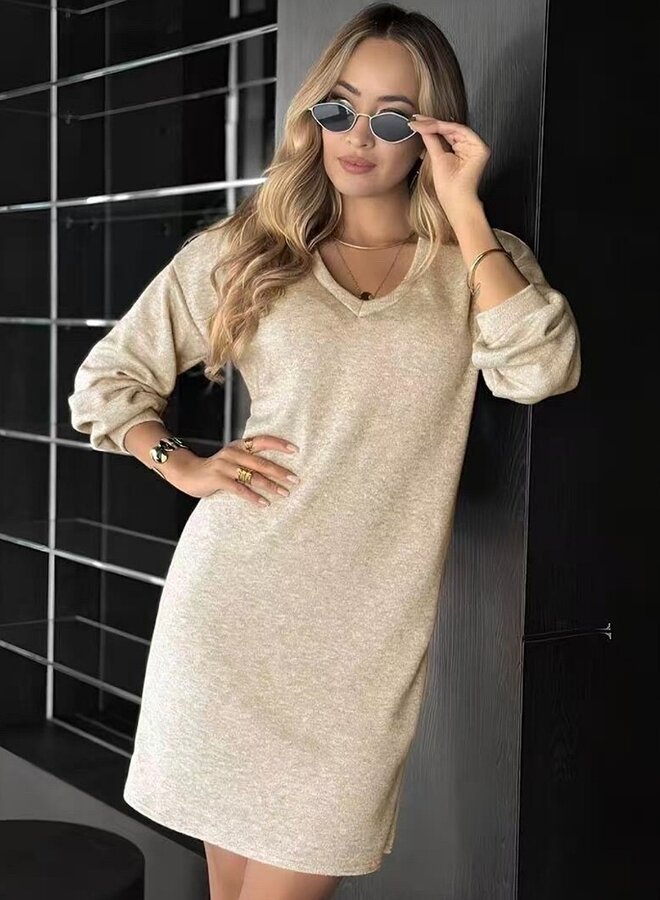 V neck sweater dress
