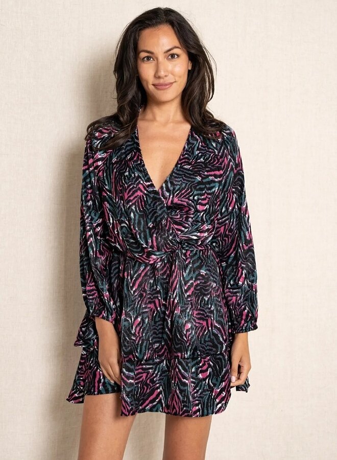 Multi color zebra print dress