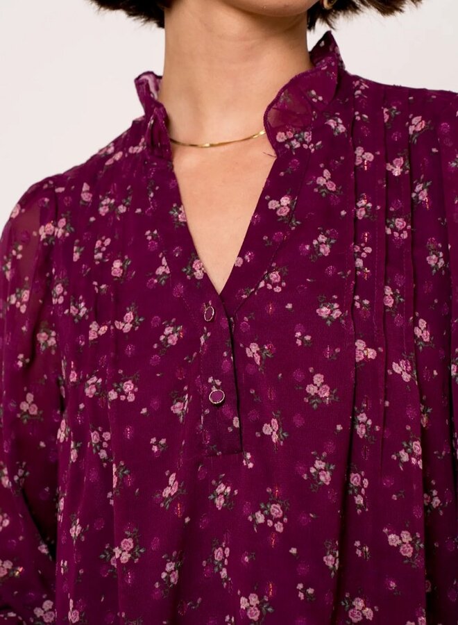 Ditsy fall floral print blouse