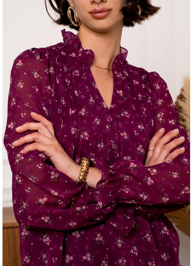 Ditsy fall floral print blouse