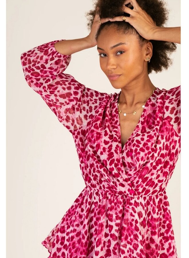 Animal print long sleeve dress