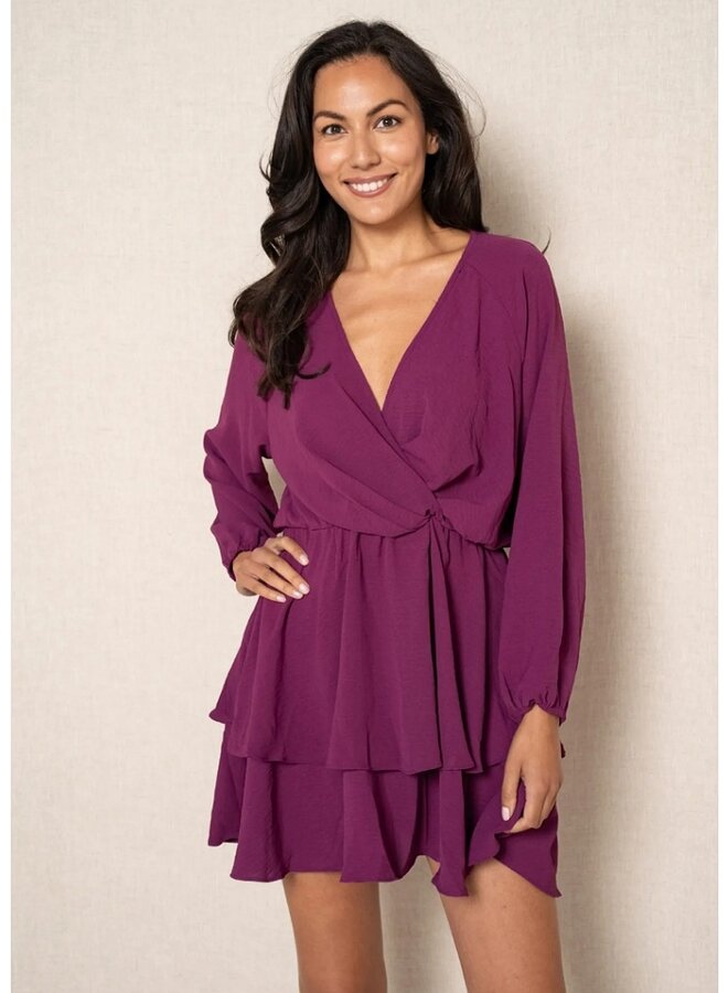 v neck ruffle dress