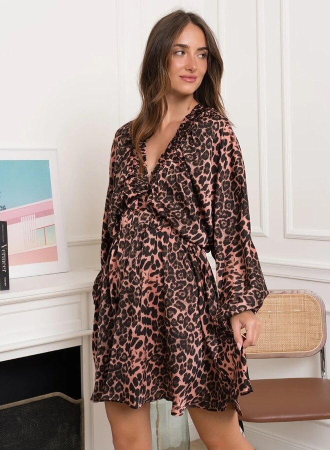Leopard print silky dress