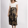 Gold and black pleated midi skirt