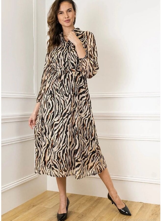 Animal print with gold dress