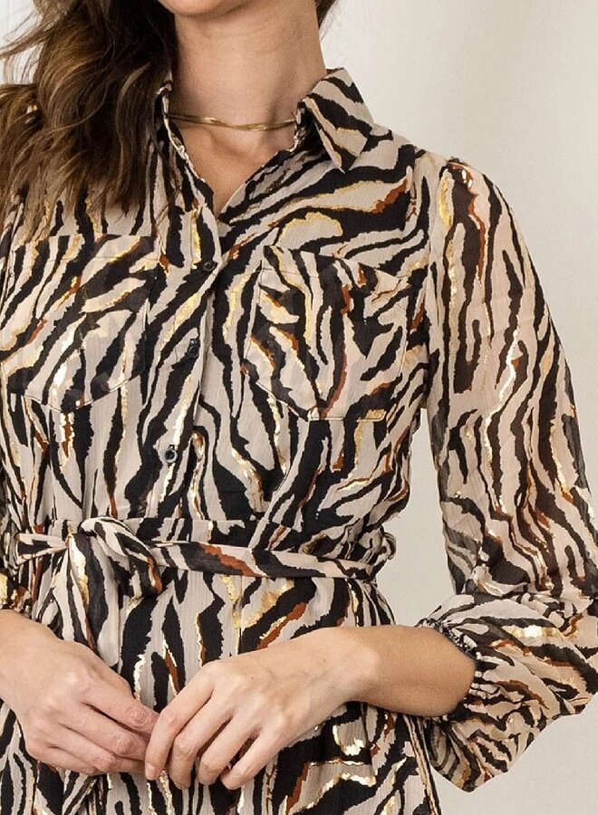 Animal print with gold dress