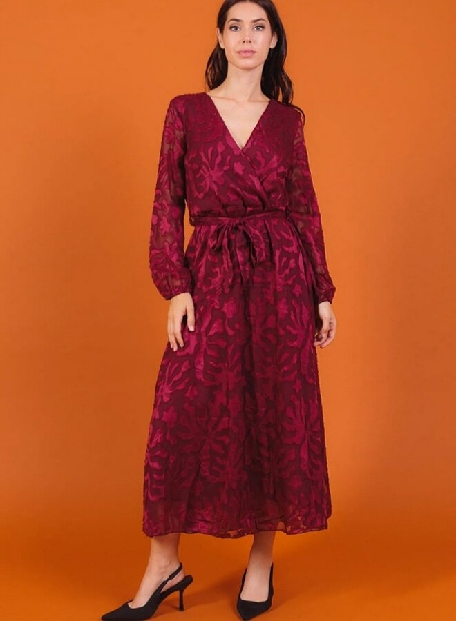 Burnout printed V neck dress