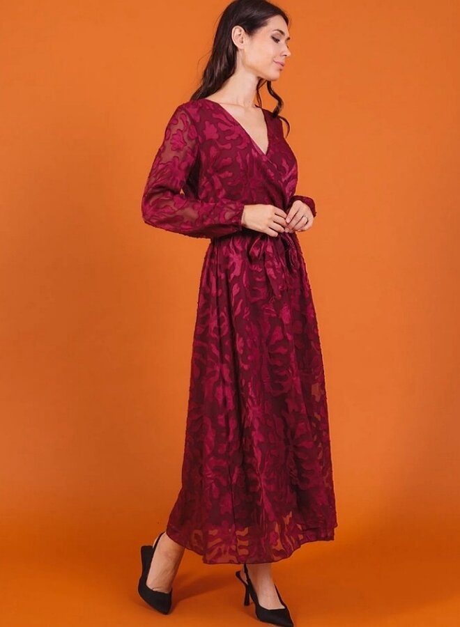 Burnout printed V neck dress