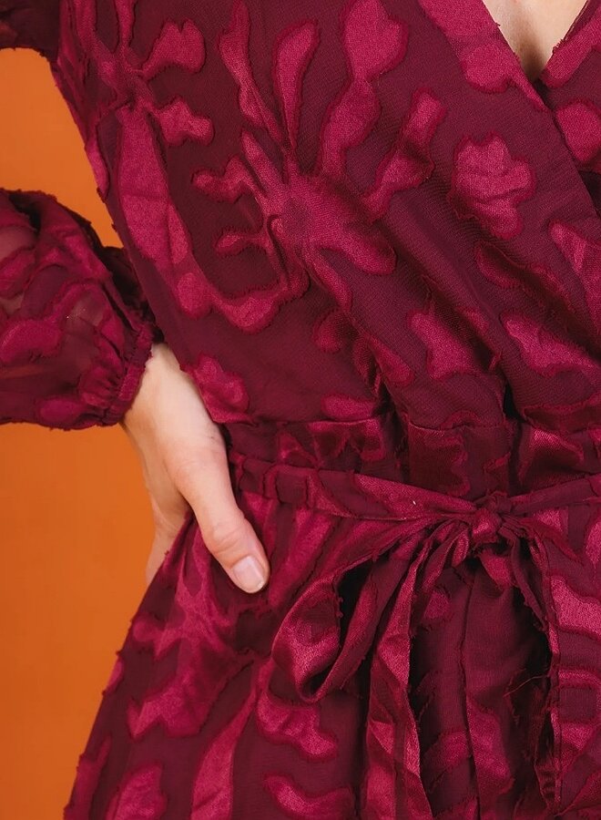 Burnout printed V neck dress