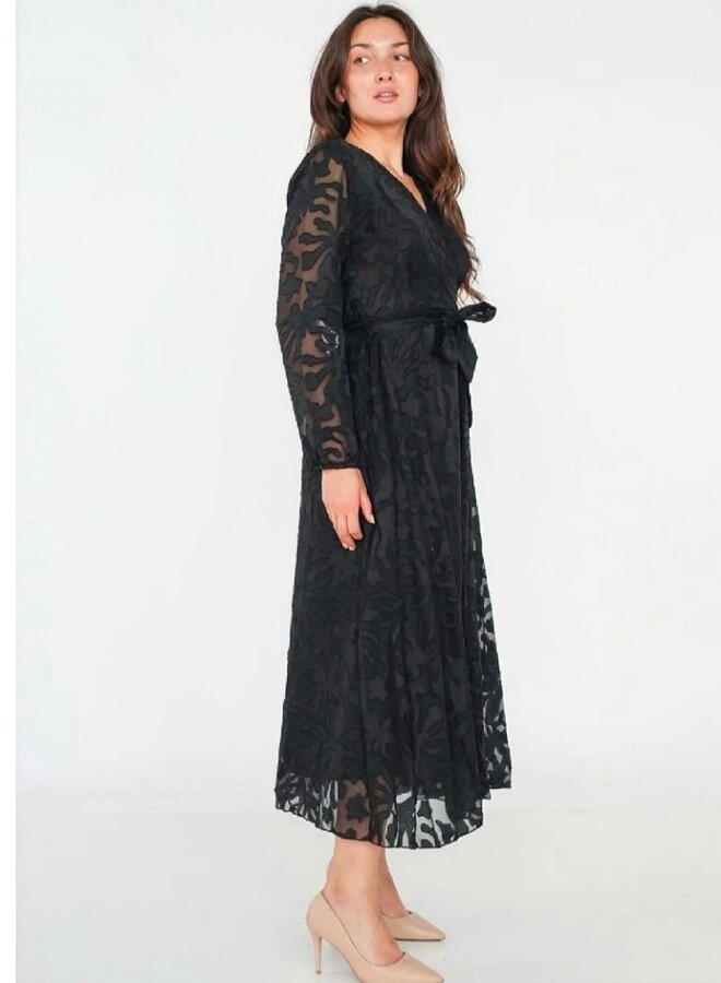 Burnout printed V neck dress