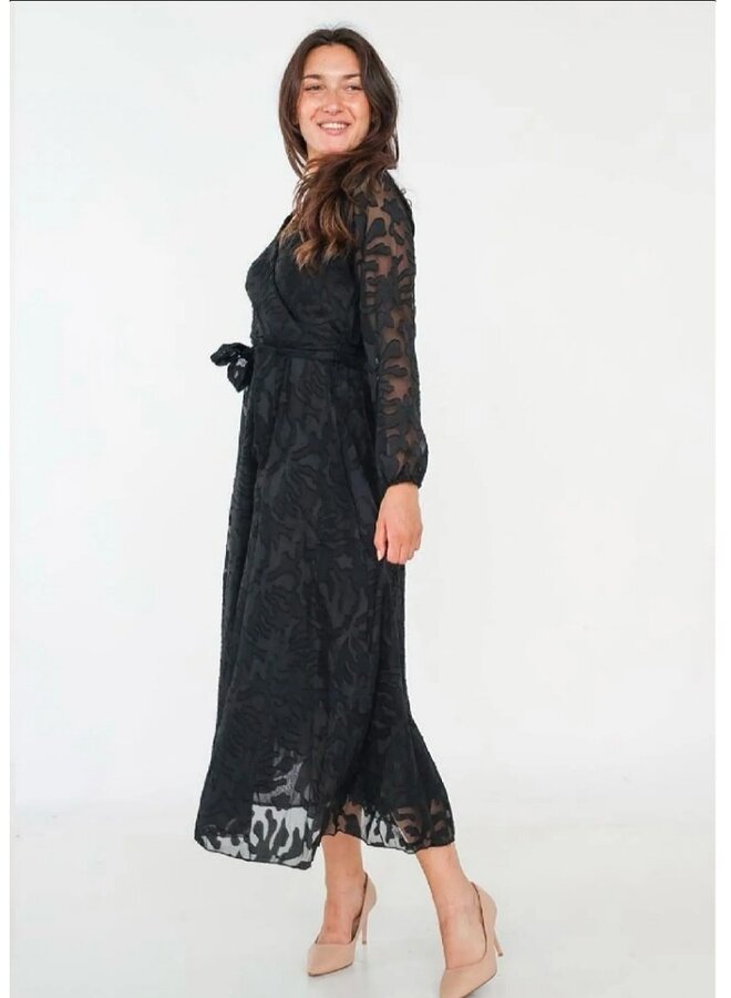 Burnout printed V neck dress