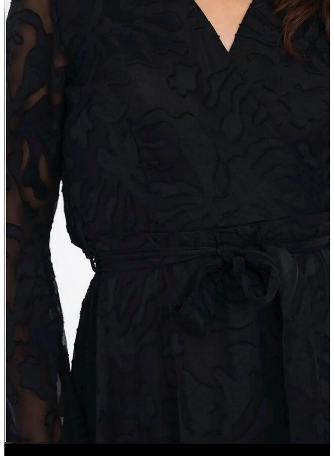 Burnout printed V neck dress