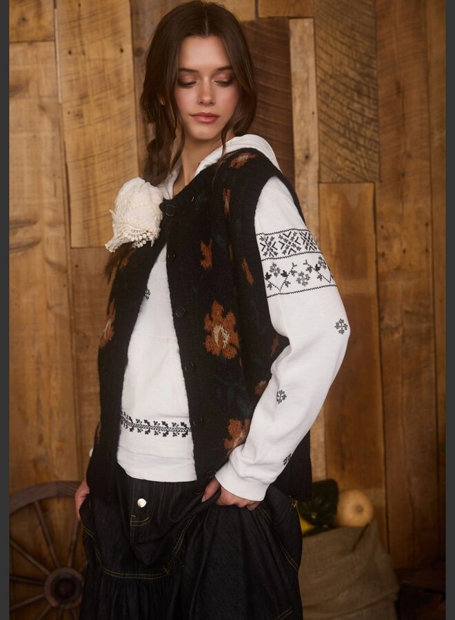 Floral button down knit car