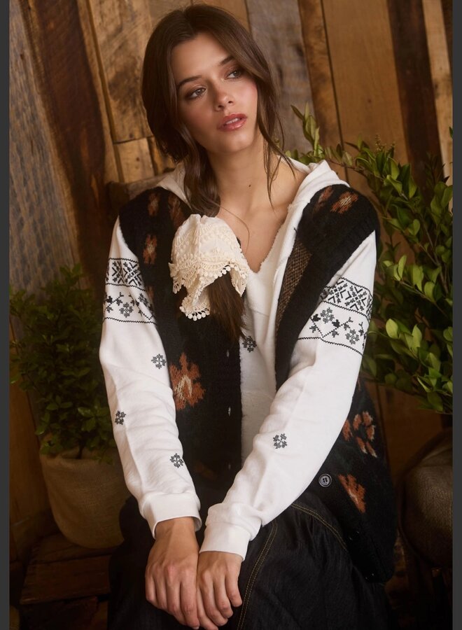 Floral button down knit car