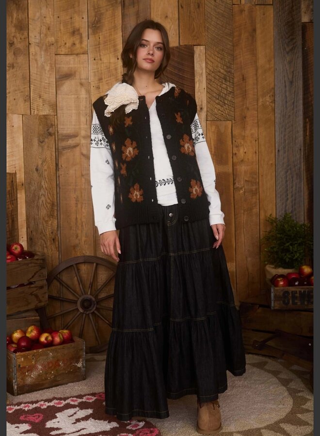 Floral button down knit car