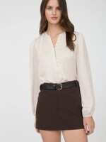 Blu Pepper Textured half button long sleeve blouse