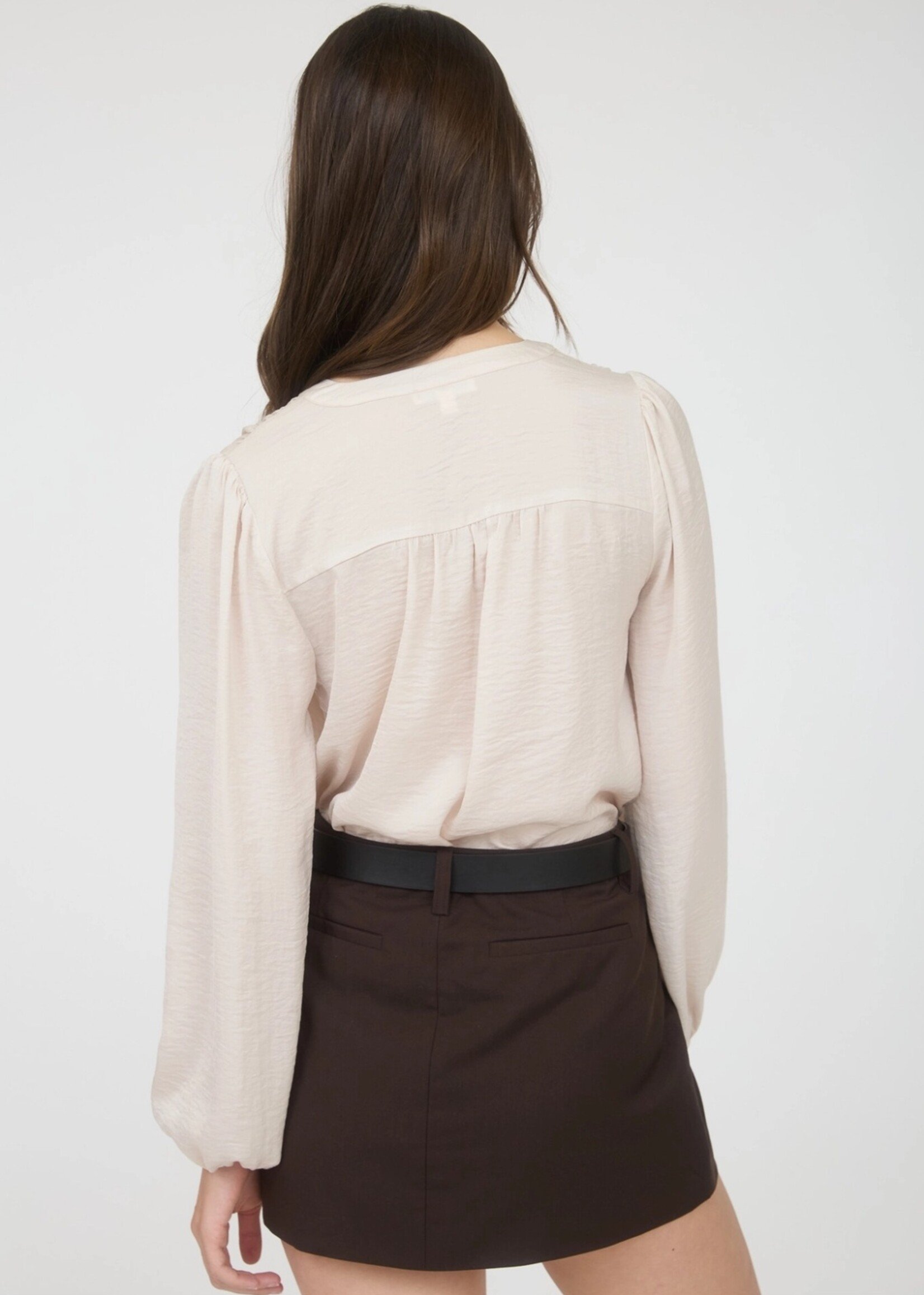 Blu Pepper Textured half button long sleeve blouse