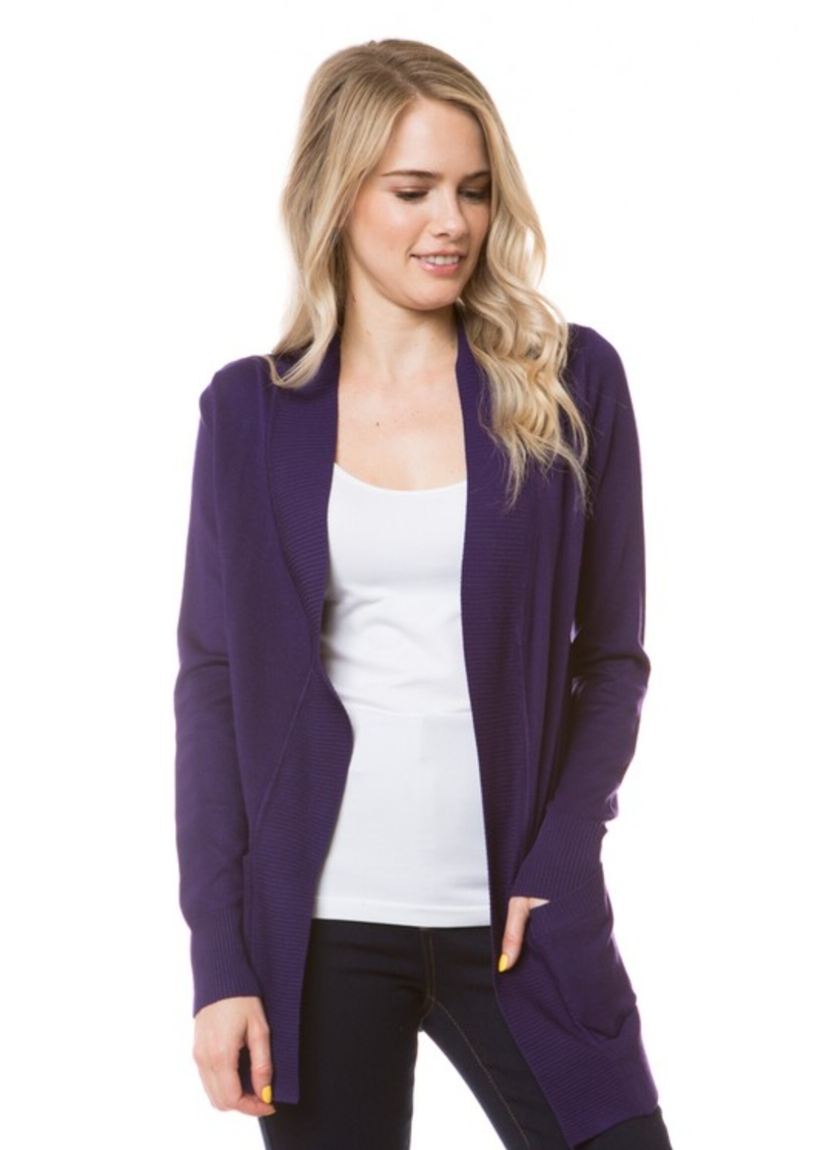 open front knit cardigan with pockets