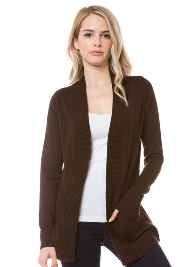 open front knit cardigan with pockets