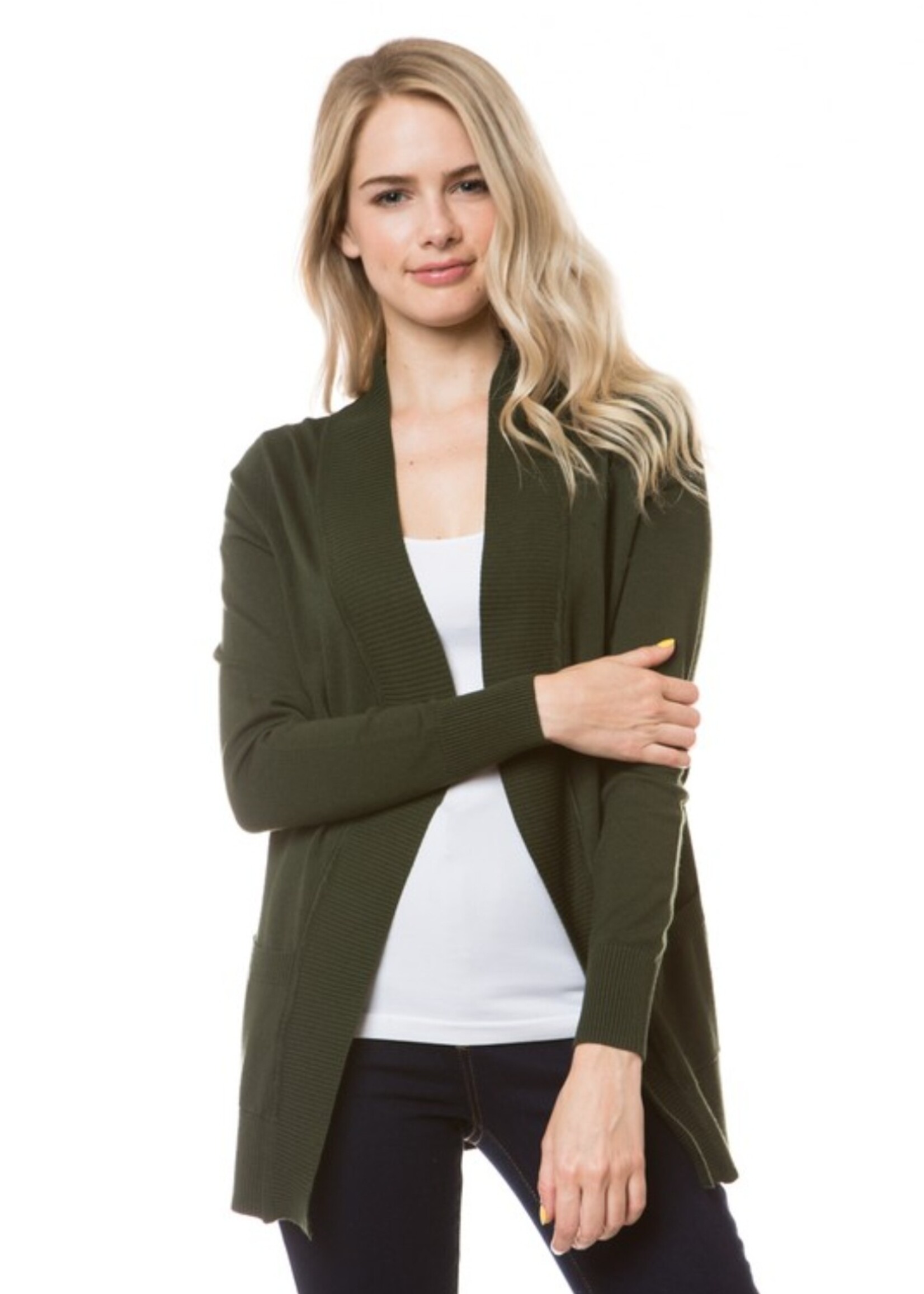 open front knit cardigan with pockets